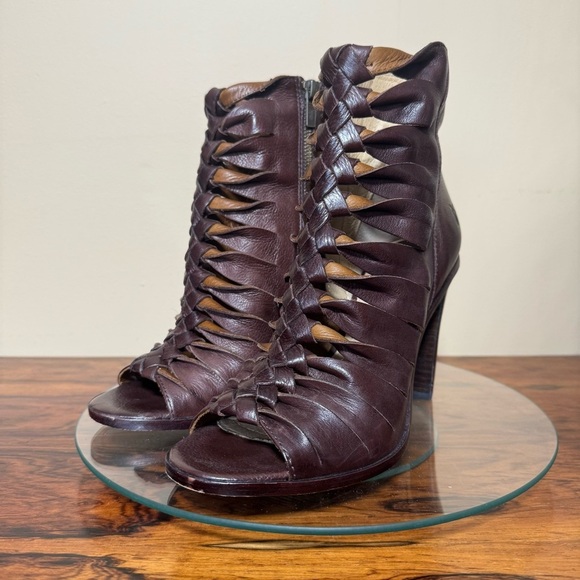Frye Sophia Braided Peep Toe Booties - Picture 7 of 16